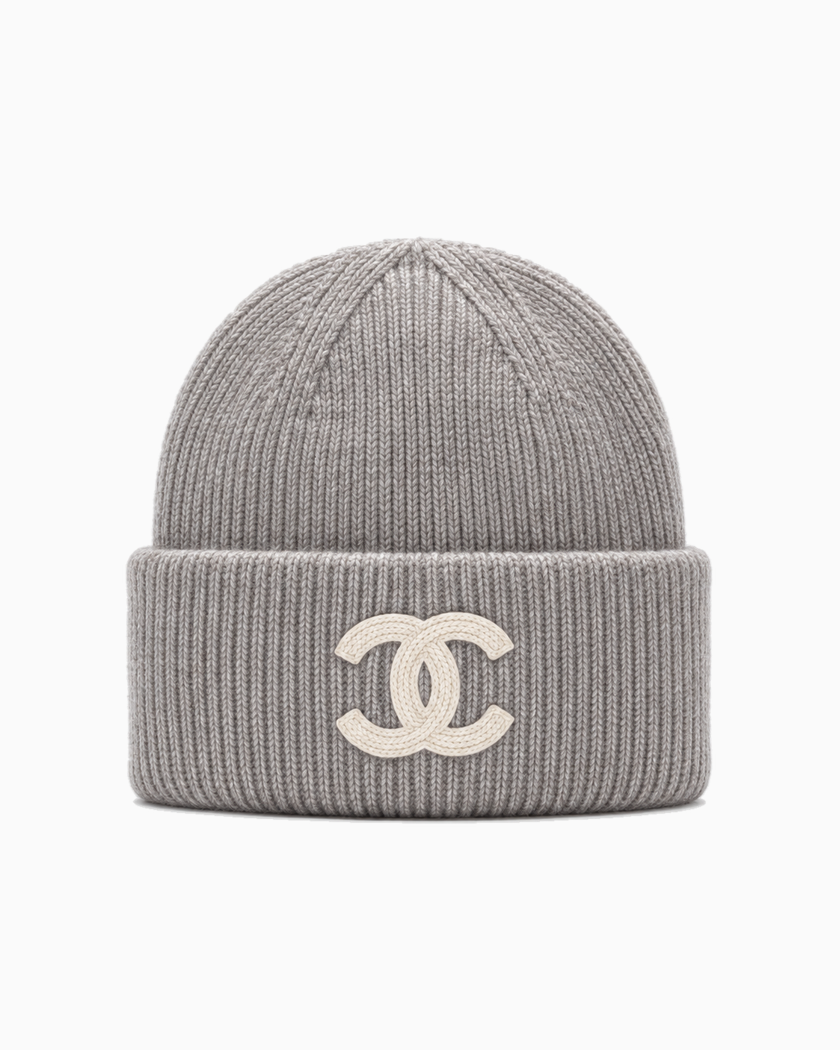 Gorro Chanel CC Logo Light Grey — Entrega inmediata