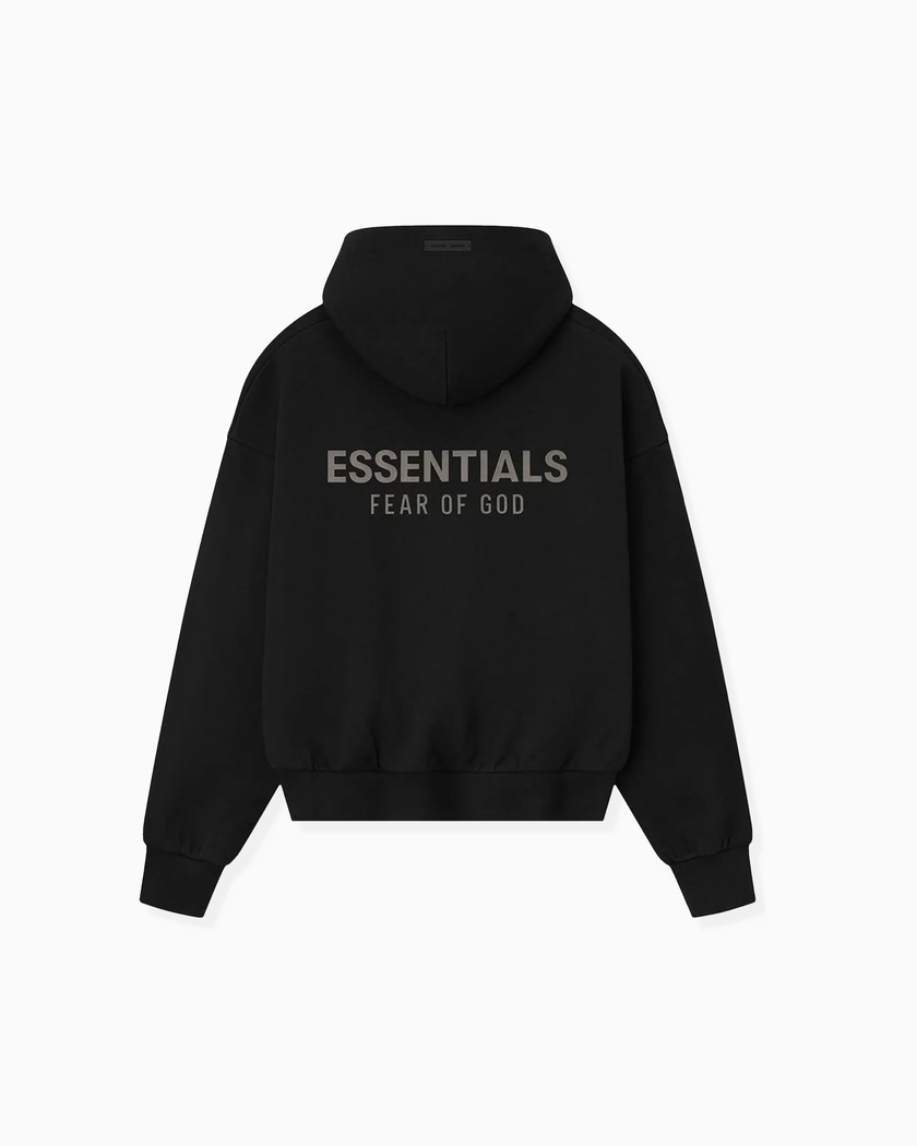 Fear Of God Essentials Classic Fleece Jet Black Hoodie (FW25)