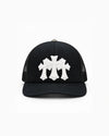 Chrome Hearts Triple Cross Trucker Cap Black/White — vista frontal