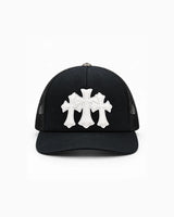 Chrome Hearts Triple Cross Trucker Cap Black/White — vista frontal