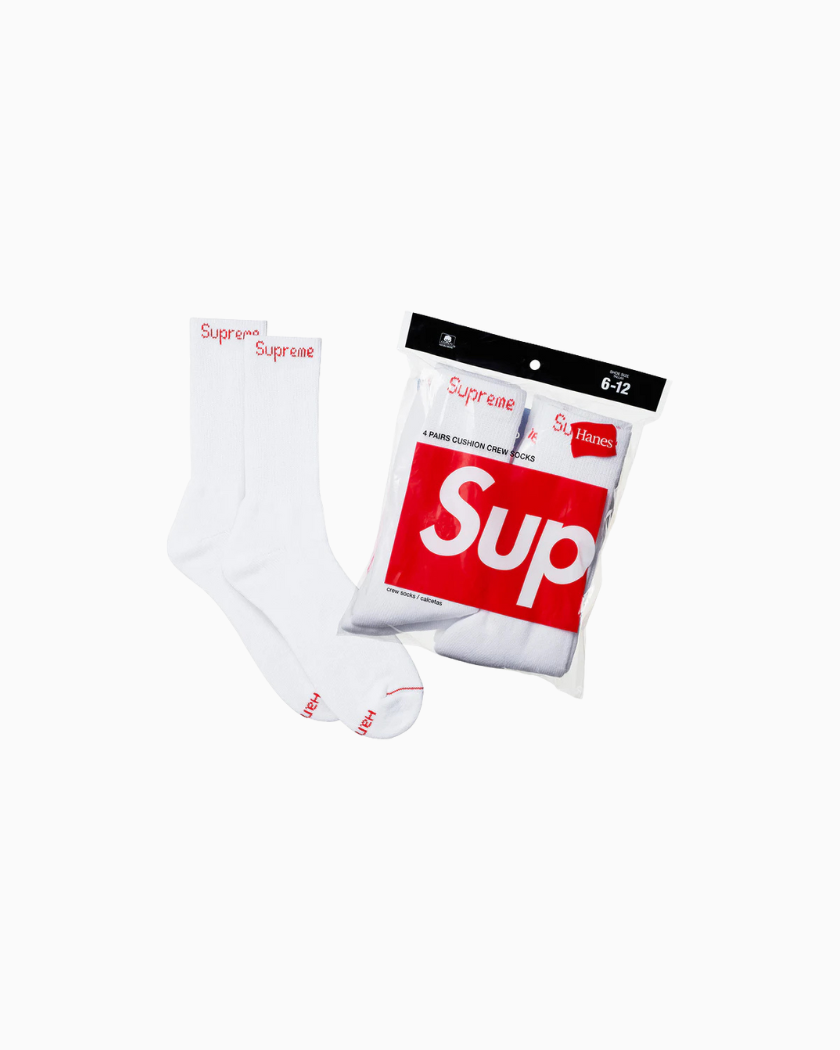 Supreme Hanes Crew Socks White ( 4 pack )
