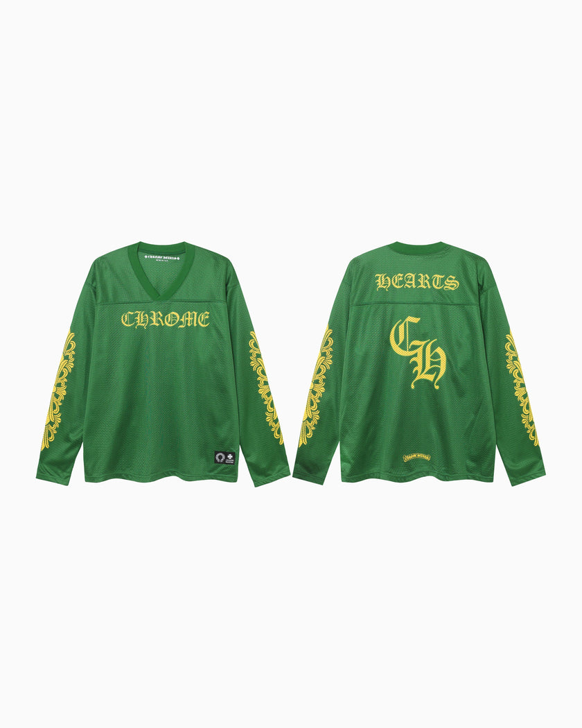 Chrome Hearts Polera Manga Larga Mesh Warm Up Green — frente y espalda