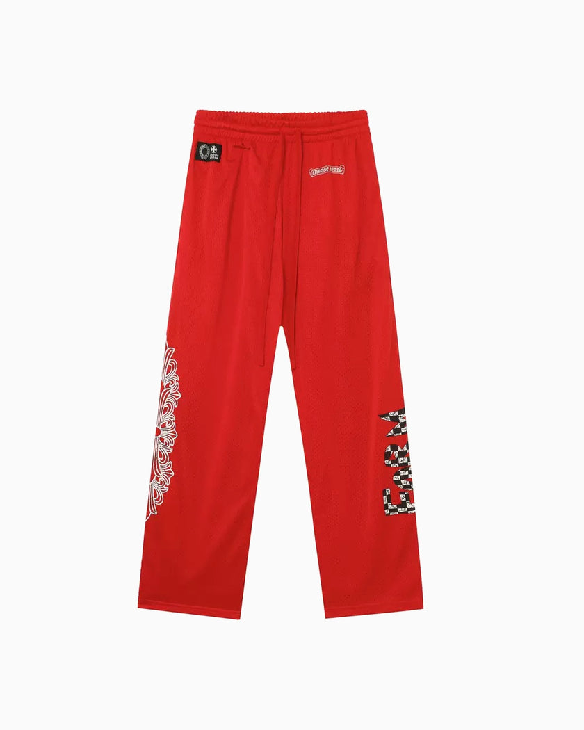 Chrome Hearts x Matty Boy Pantalón Mesh FORM Red — vista frontal