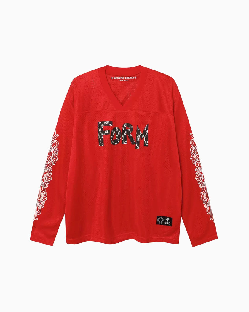 Chrome Hearts x Matty Boy Polera Manga Larga Mesh FORM Red — vista frontal