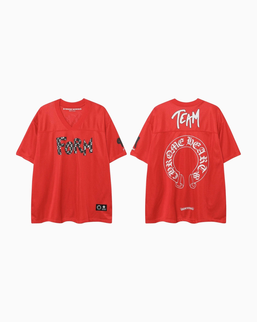 Chrome Hearts x Matty Boy Polera Mesh FORM Red — frente y espalda